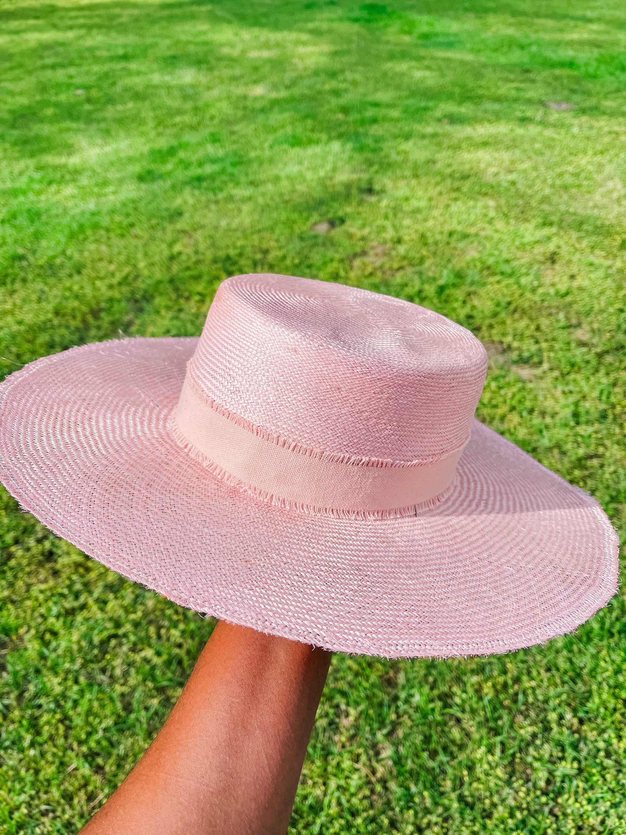Pink Straw Boater Hat